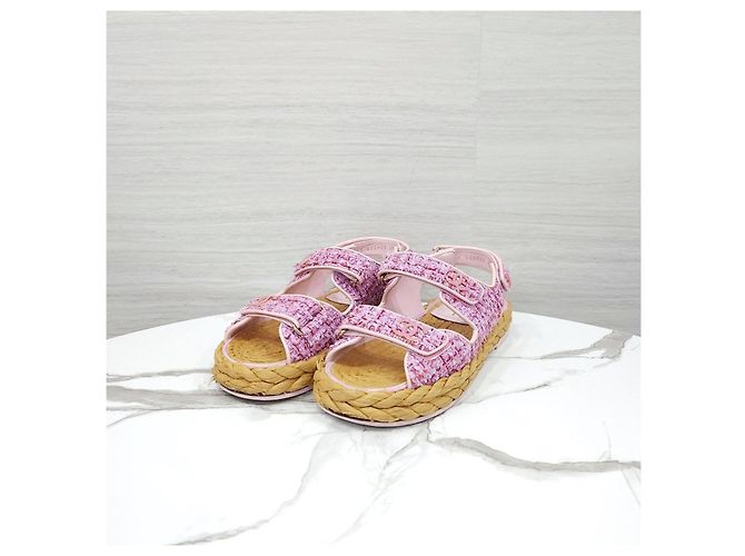 Chanel Sandali in Tweed con Velcro Rosa - vista 9
