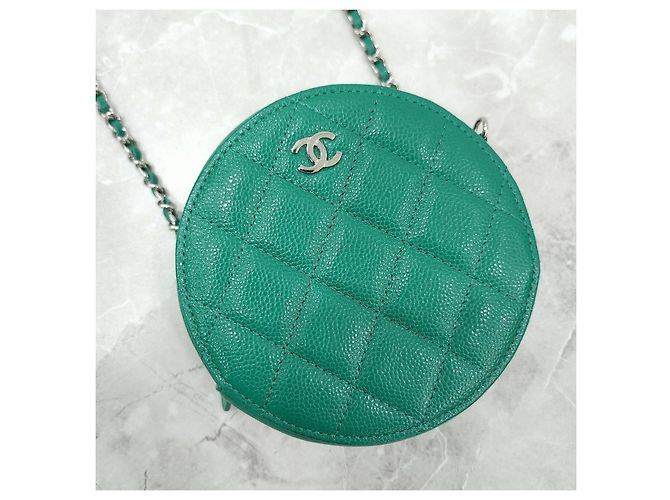 Chanel Mini Borsa a Tracolla Verde con Catena Rotonda - vista 13