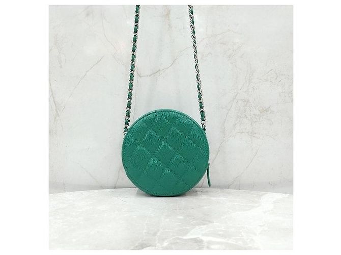 Chanel Mini Borsa a Tracolla Verde con Catena Rotonda - vista 3