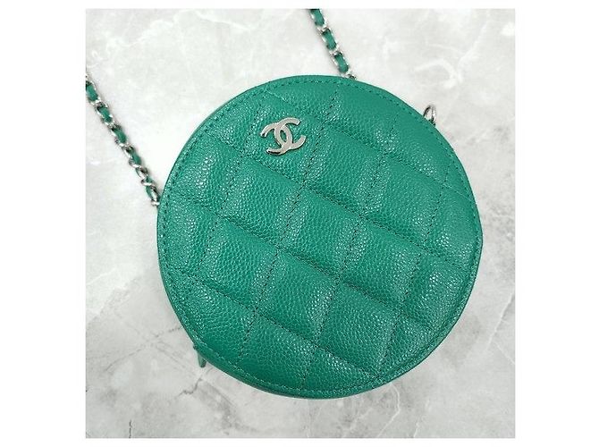 Chanel Mini Borsa a Tracolla Verde con Catena Rotonda - vista 4