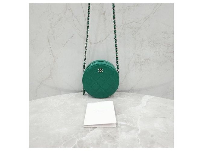 Chanel Mini Borsa a Tracolla Verde con Catena Rotonda - vista 9