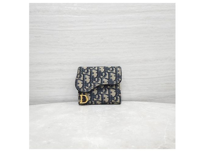 Dior Billetera Saddle Lotus Blue Oblique - vista 10