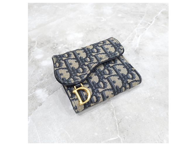 Dior Billetera Saddle Lotus Blue Oblique - vista 13