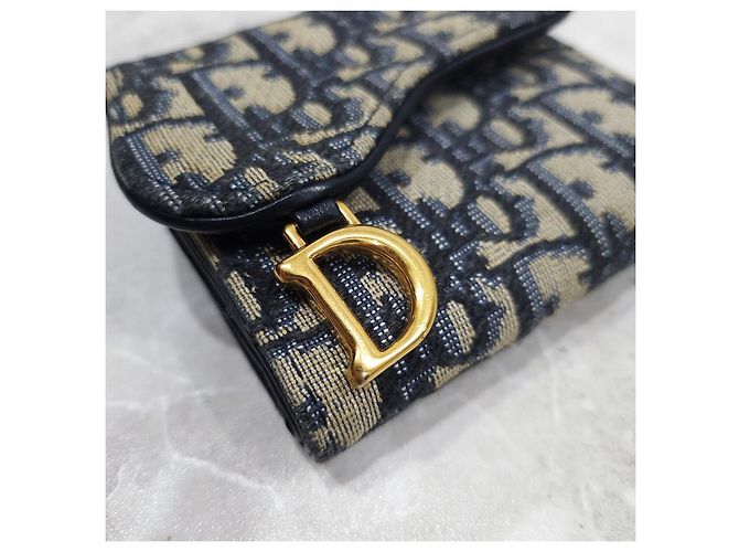 Dior Billetera Saddle Lotus Blue Oblique - vista 14