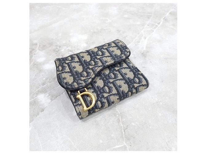 Dior Billetera Saddle Lotus Blue Oblique - vista 4