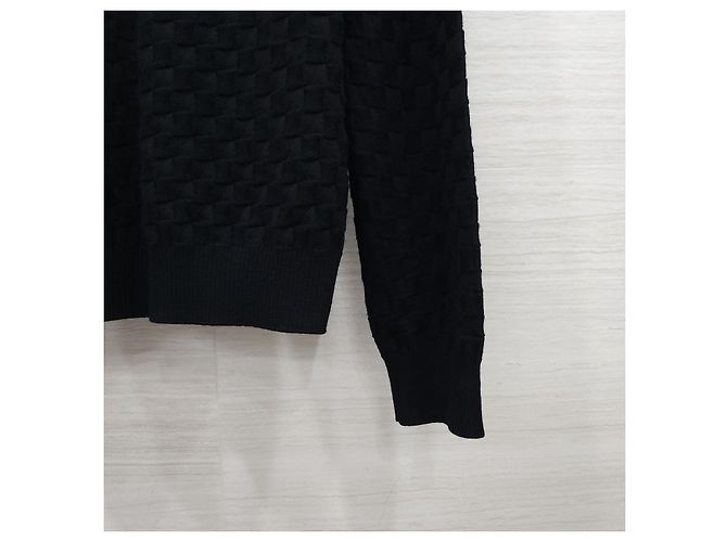 Louis Vuitton Damier Signature Rundhalsstrickpullover Schwarz - Ansicht 11