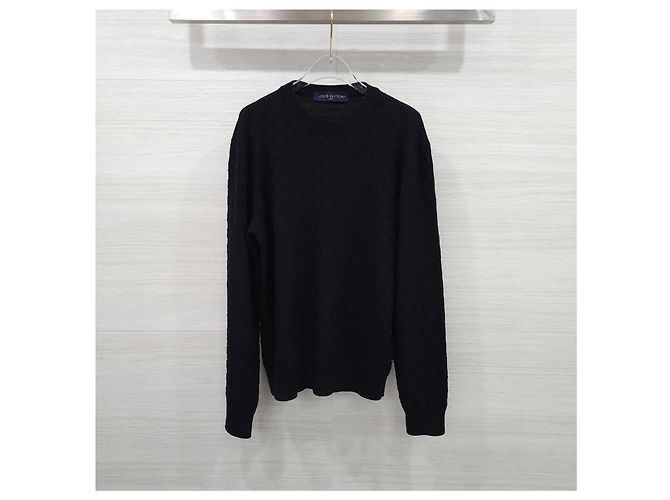 Louis Vuitton Damier Signature Rundhalsstrickpullover Schwarz - Ansicht 7
