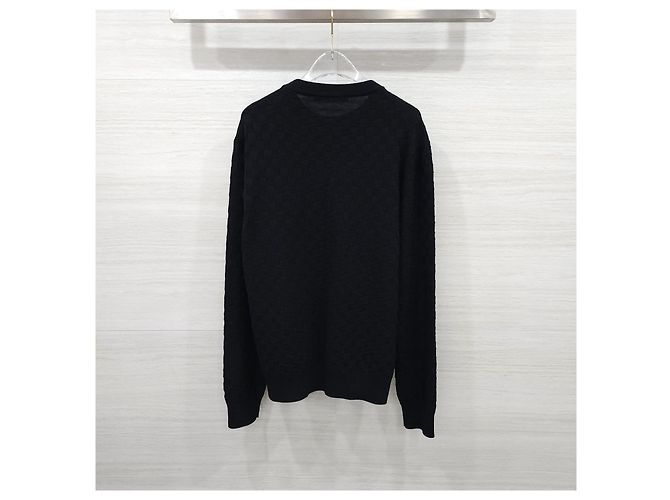 Louis Vuitton Damier Signature Rundhalsstrickpullover Schwarz - Ansicht 8