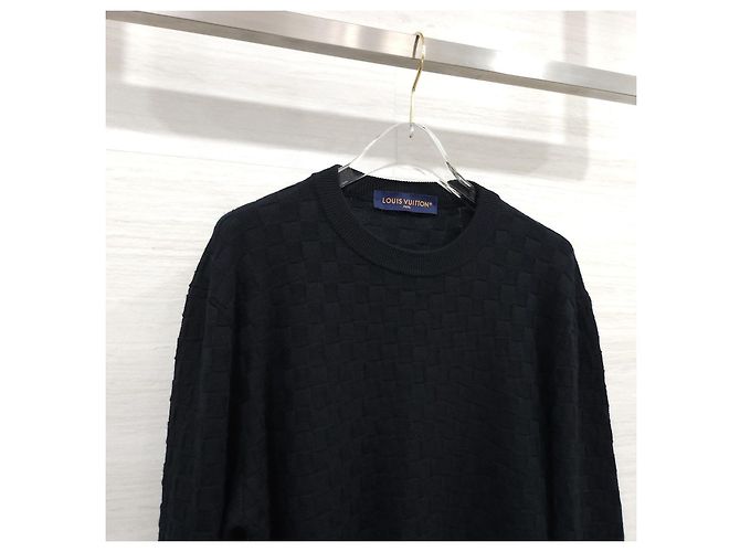 Louis Vuitton Damier Signature Rundhalsstrickpullover Schwarz - Ansicht 9