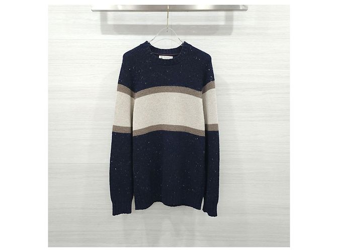Brunello Cucinelli Stripe Round Knit Strickpullover Grün - Ansicht 6