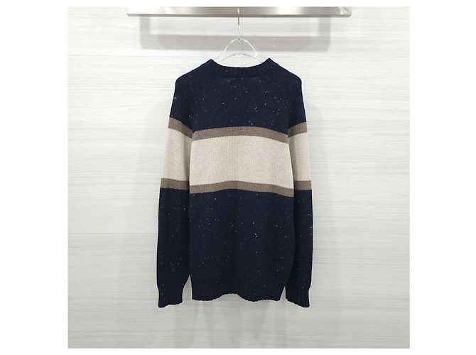 Brunello Cucinelli Stripe Round Knit Strickpullover Grün - Ansicht 7