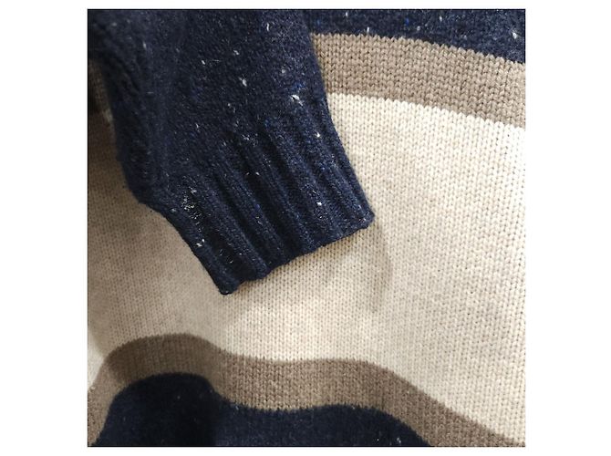 Brunello Cucinelli Stripe Round Knit Strickpullover Grün - Ansicht 9
