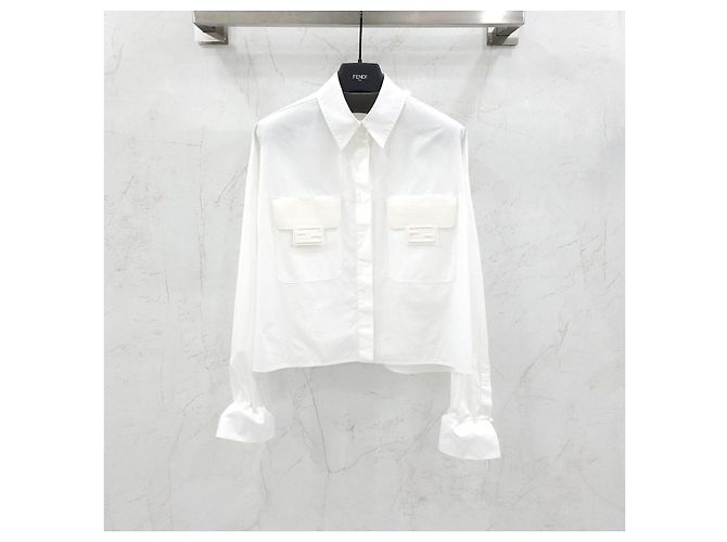 Fendi Camisa corta de popelín blanca - vista 10