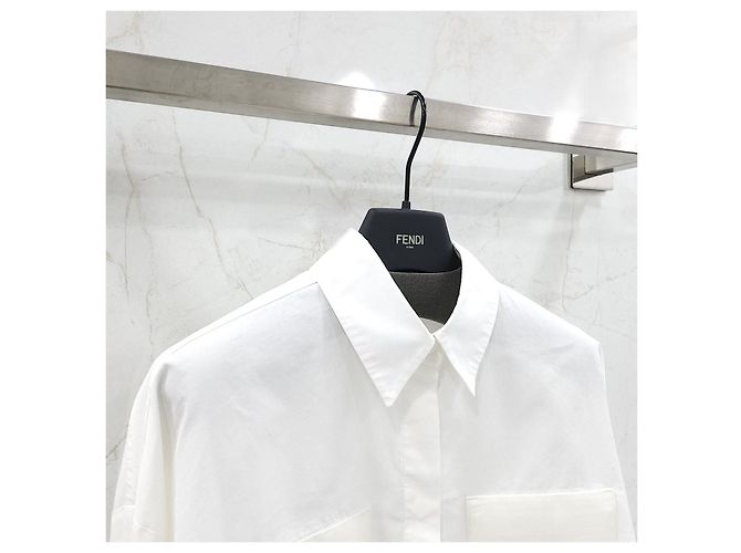 Fendi Camisa corta de popelín blanca - vista 12