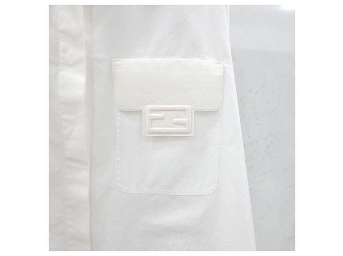 Fendi Camisa corta de popelín blanca - vista 13