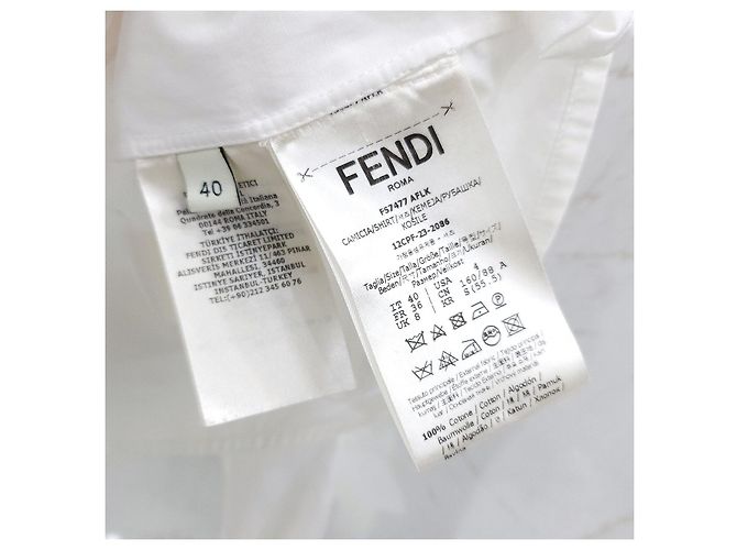 Fendi Camisa corta de popelín blanca - vista 15