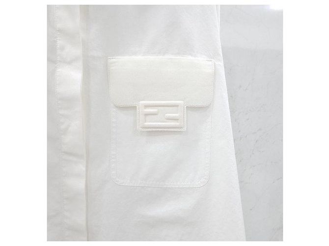 Fendi Camisa corta de popelín blanca - vista 4