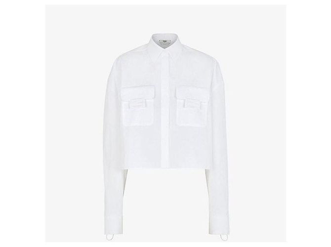 Fendi Camisa corta de popelín blanca - vista 7