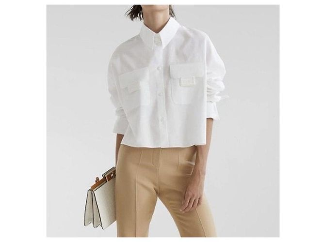 Fendi Camisa corta de popelín blanca - vista 9