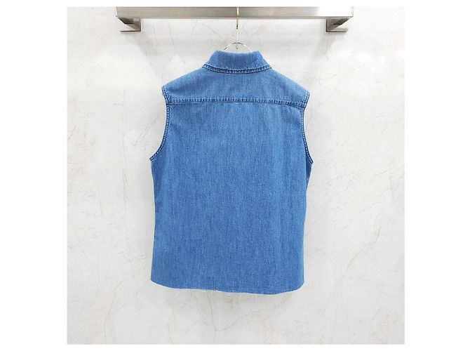 Miu Miu Camisa sin mangas de chambray Azul - vista 10
