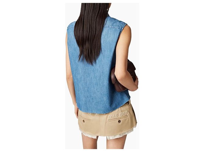 Miu Miu Camisa sin mangas de chambray Azul - vista 15