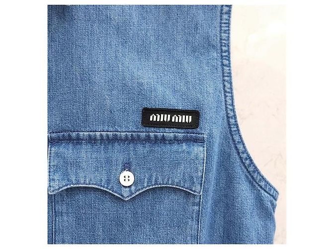 Miu Miu Camisa sin mangas de chambray Azul - vista 4