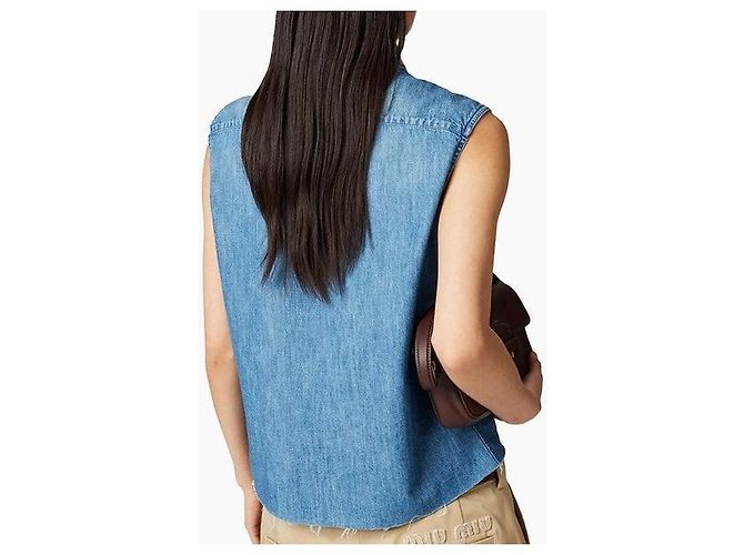Miu Miu Camisa sin mangas de chambray Azul - vista 7