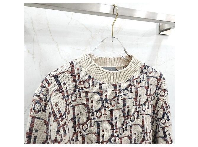 Dior Beiger Oblique Jacquard-Strickpullover - Ansicht 3