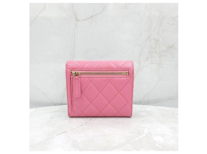 Chanel Cartera Classic de piel caviar rosa - vista 10