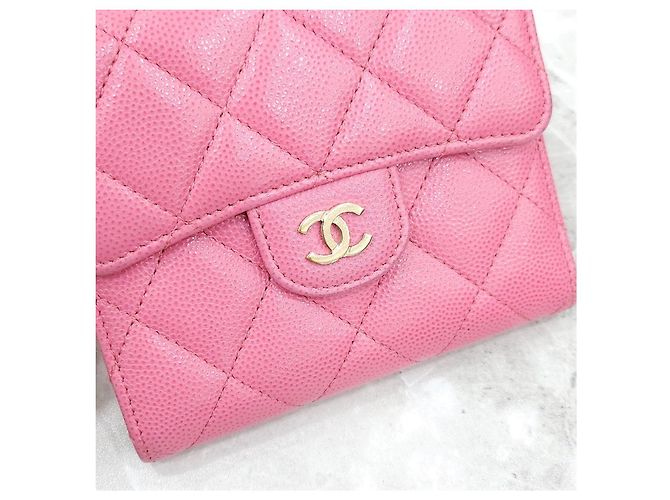 Chanel Cartera Classic de piel caviar rosa - vista 11