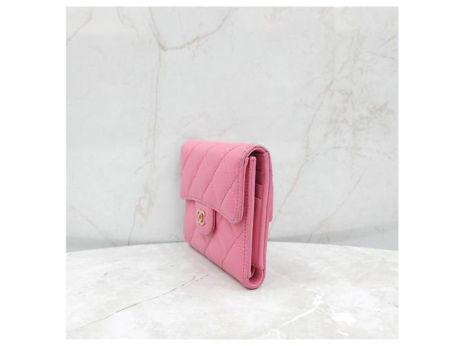 Chanel Cartera Classic de piel caviar rosa - vista 9
