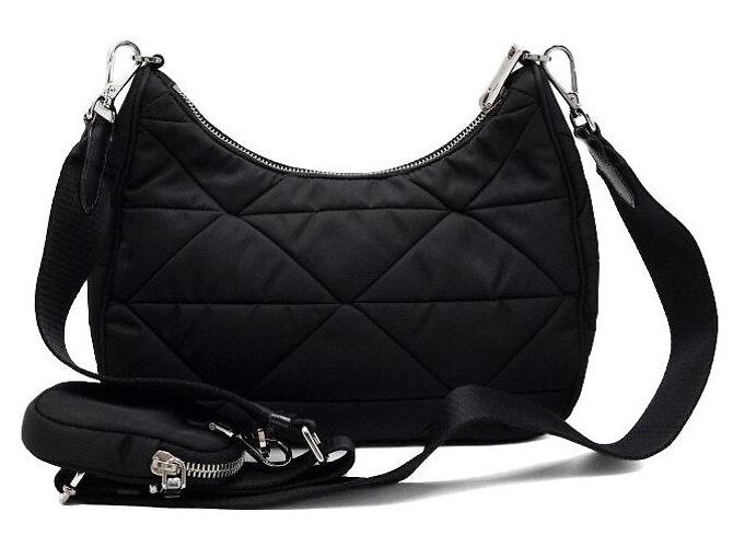 Prada Borsa a tracolla in nylon trapuntato con logo triangolare - vista 4