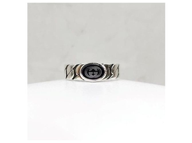 Gucci Anel largo de prata entrelaçado - vista 3