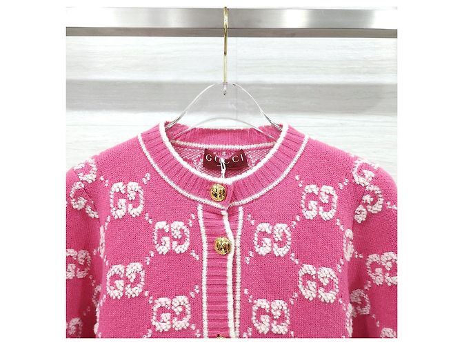 Gucci Kaschmir-Bouclé-Jacquard-Cardigan Rosa - Ansicht 10