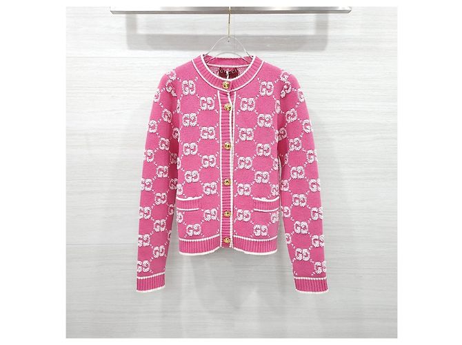 Gucci Kaschmir-Bouclé-Jacquard-Cardigan Rosa - Ansicht 8