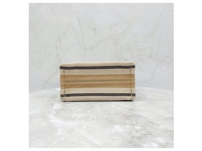 Céline Small Cabas Tie Triomphe Textile Beige - vista 7
