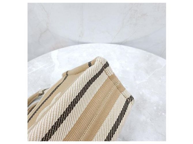 Céline Small Cabas Tie Triomphe Textile Beige - vista 8