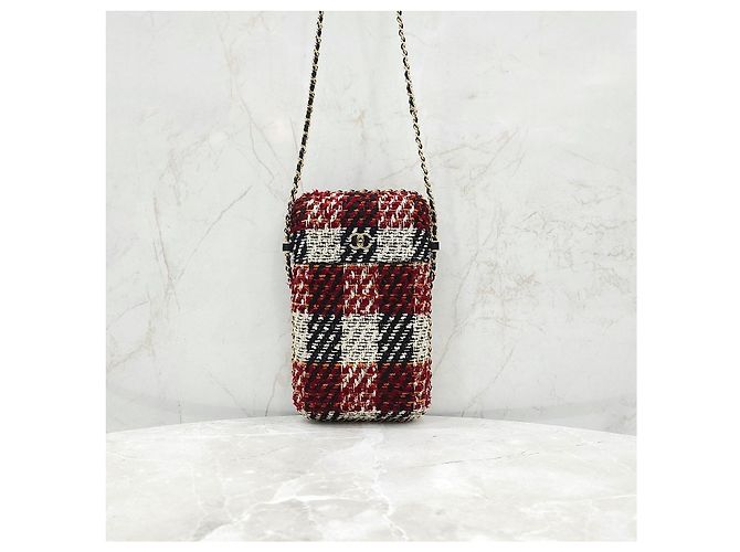 Chanel Borsa a tracolla con catena e porta cellulare in tweed - vista 11