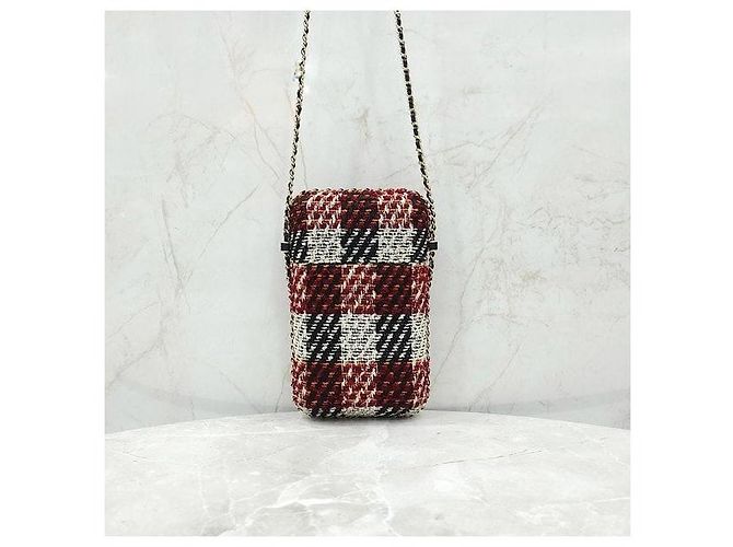 Chanel Borsa a tracolla con catena e porta cellulare in tweed - vista 3
