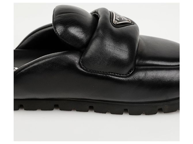 Prada Sabot acolchoado preto soft - vista 12