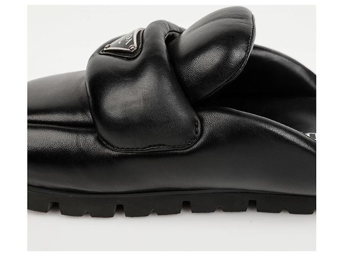 Prada Sabot acolchoado preto soft - vista 14