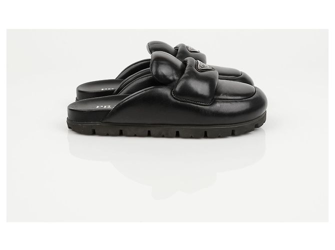 Prada Sabot acolchoado preto soft - vista 3
