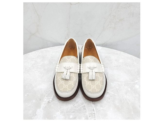 Gucci Mocassini GG Supreme Tassel Canvas Leather - vista 10