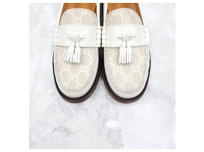 Gucci Mocassini GG Supreme Tassel Canvas Leather - vista 14