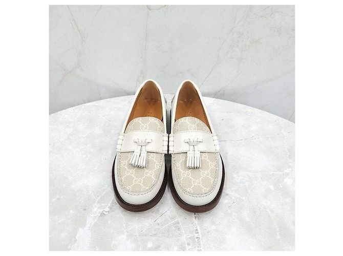 Gucci Mocassini GG Supreme Tassel Canvas Leather - vista 2