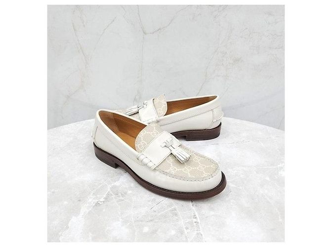 Gucci Mocassini GG Supreme Tassel Canvas Leather - vista 3