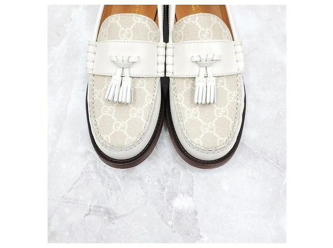 Gucci Mocassini GG Supreme Tassel Canvas Leather - vista 6