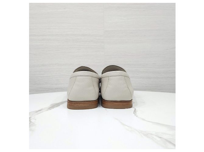 Prada Mocassino in pelle logo Triangle Chalk White - vista 11