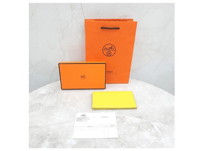 Hermès Citizen Twill Long Wallet Lime Yellow - view 14