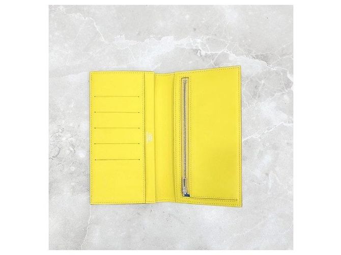 Hermès Citizen Twill Long Wallet Lime Yellow - view 4